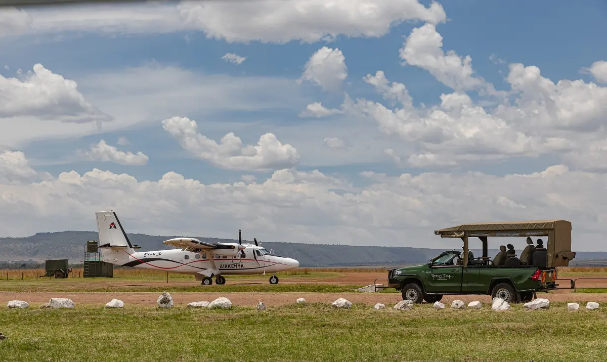 A small plane at a Mara airstrip